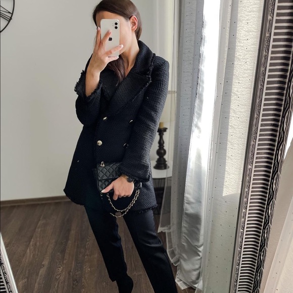 Zara textured black blazer Clearance